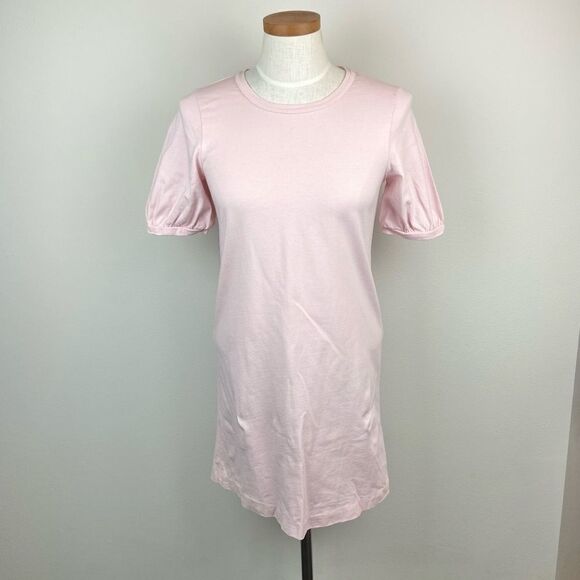 Madewell Pink Puff-Sleeve Shirt Dress - Picture 2 of 7
